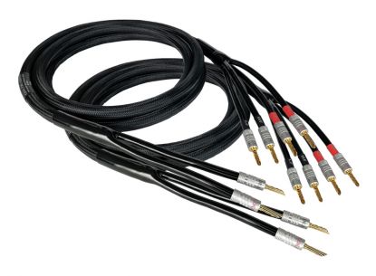 Goldkabel Black Edition MKII Single to Bi-Wire Speaker-Cable with Profi gold platet Bananas 2x 2.0 meter